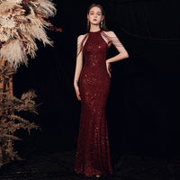 Original Elegant Sequins Noble Mermaid Banquet  Evening Dress Sexy Car Model Host Robes De Cocktail Birthday Party Prom Dresses A008